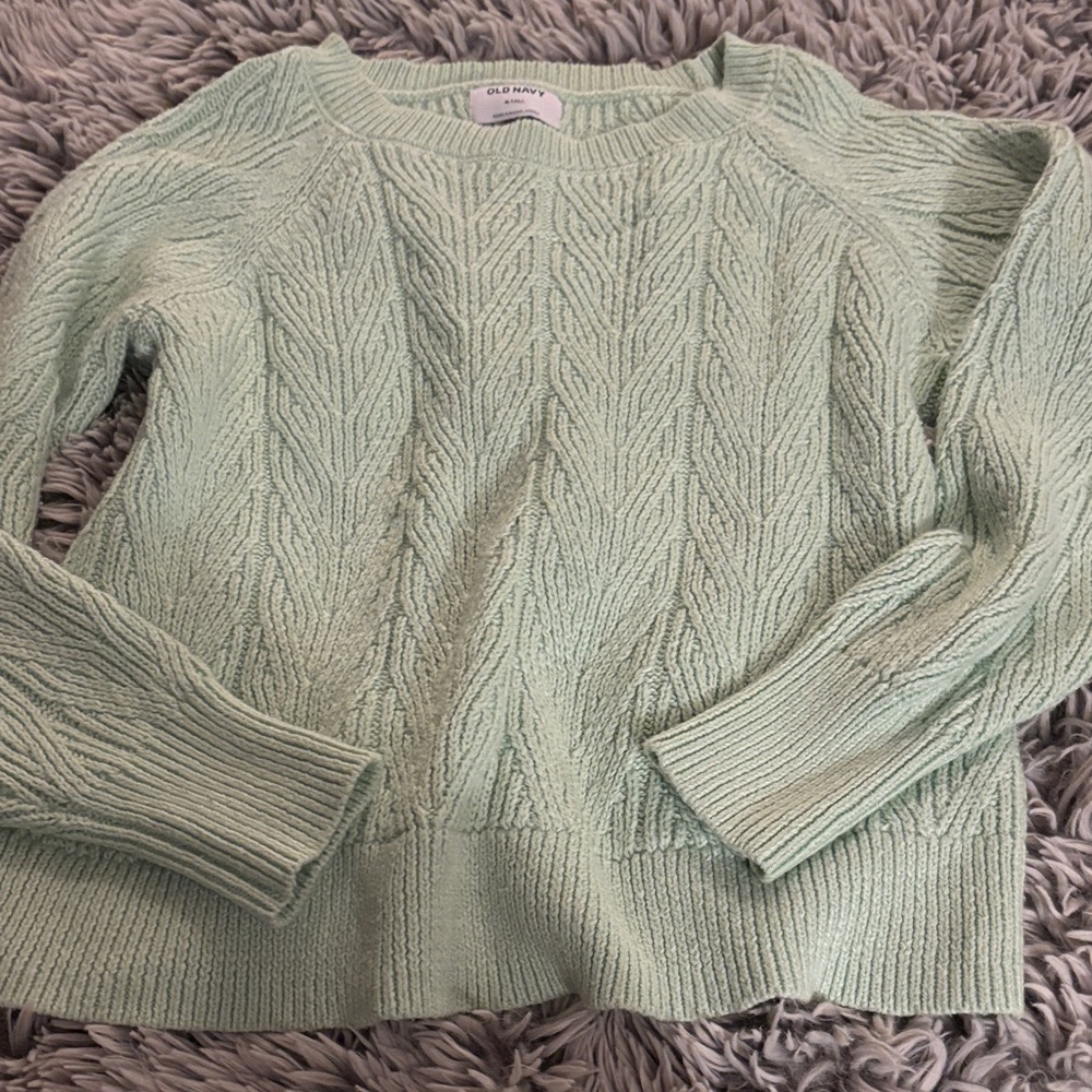 Old Navy Light Green Cable Knit Sweater
